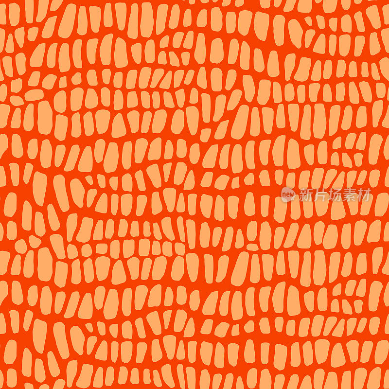 抽象现代鳄鱼皮无缝图案。动物的背景。橙色装饰矢量插图印刷，织物，纺织品。现代装饰风格化鳄鱼皮