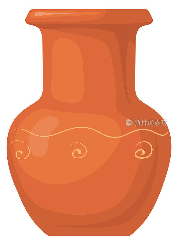 棕色的花瓶。卡通黏土陶器。装饰陶瓷