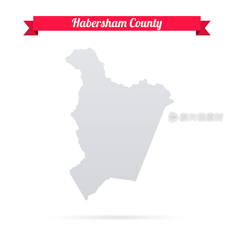 佐治亚州哈伯舍姆县。白底红旗地图