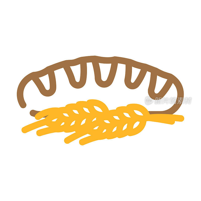 面包小麦耳朵颜色图标矢量插图
