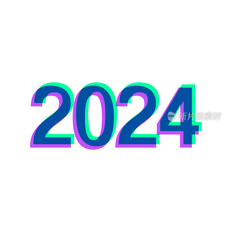 2024年――2024年。图标与两种颜色叠加在白色背景上