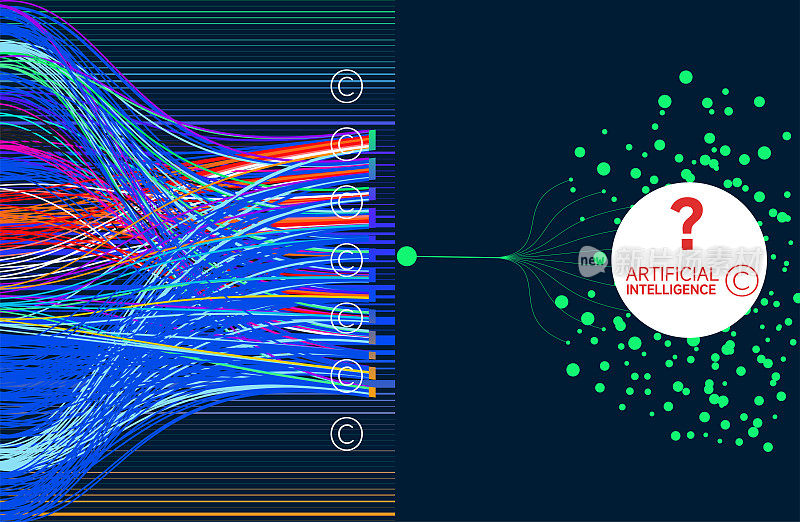 抽象大数据人工智能版权问题概念。未来科技面临的挑战。