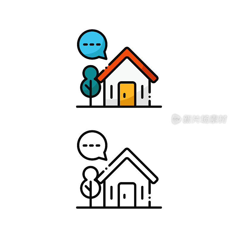 家居通讯图标设计有两种变化的颜色