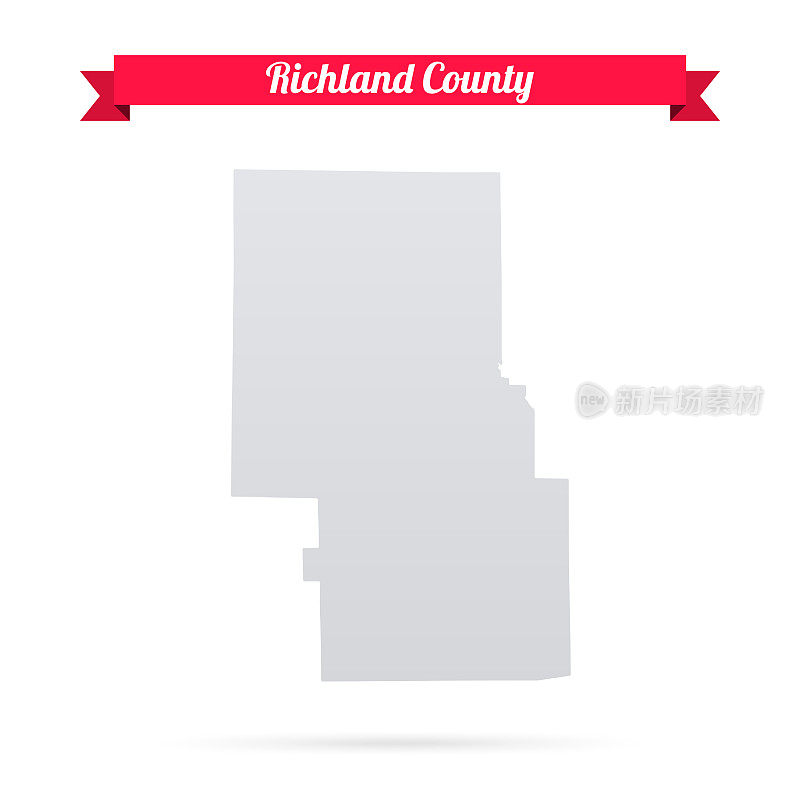 里奇兰县，俄亥俄州。白底红旗地图