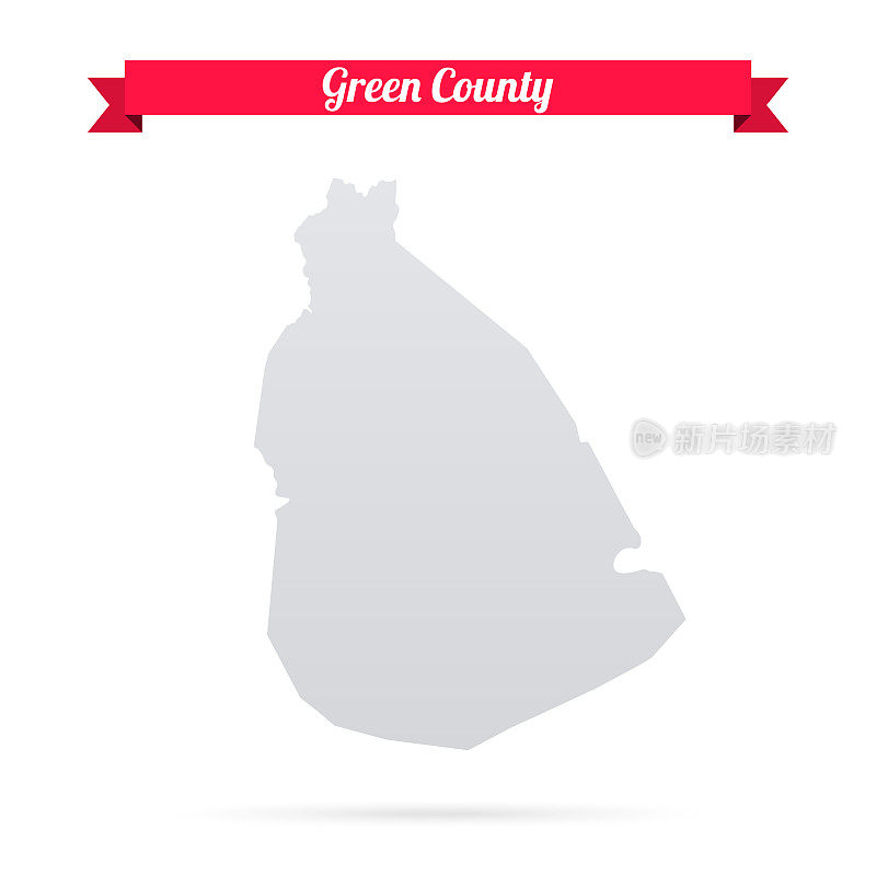 肯塔基州的格林县。白底红旗地图