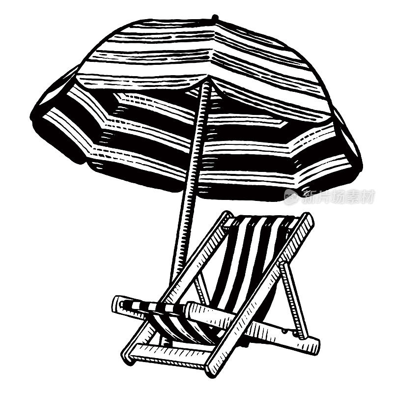 沙滩椅和沙滩伞