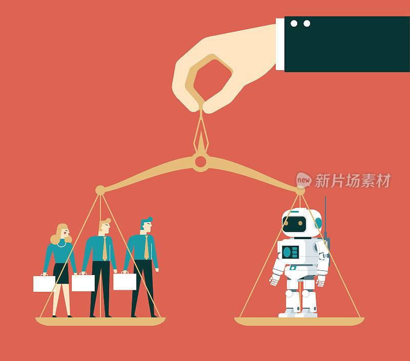 商务人士vs机器人――平衡天平