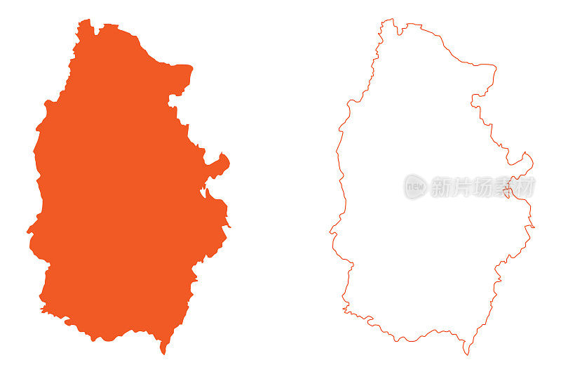 卢戈省(西班牙王国，加利西亚自治社区)地图矢量插图，潦草素描卢戈地图