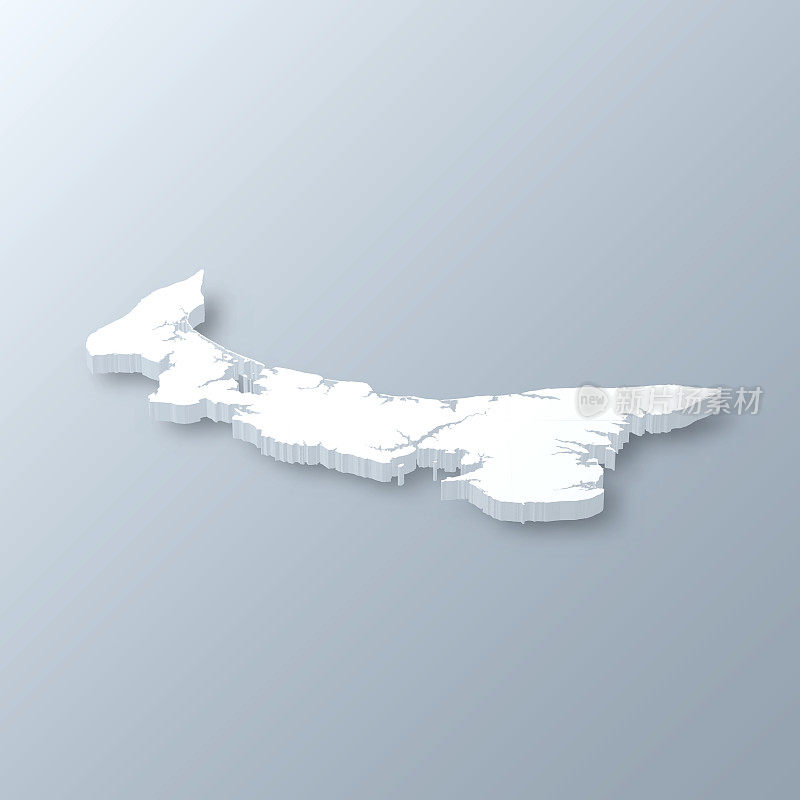 爱德华王子岛3D地图的灰色背景