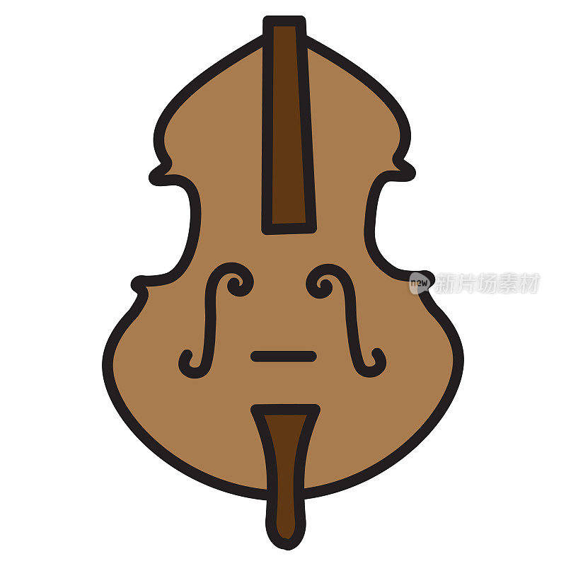 音乐商店乐器大提琴细线图标在白色背景-可编辑的笔划