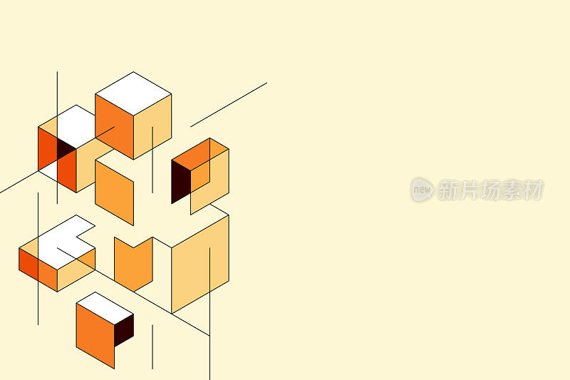 背景与等距透视形状和线