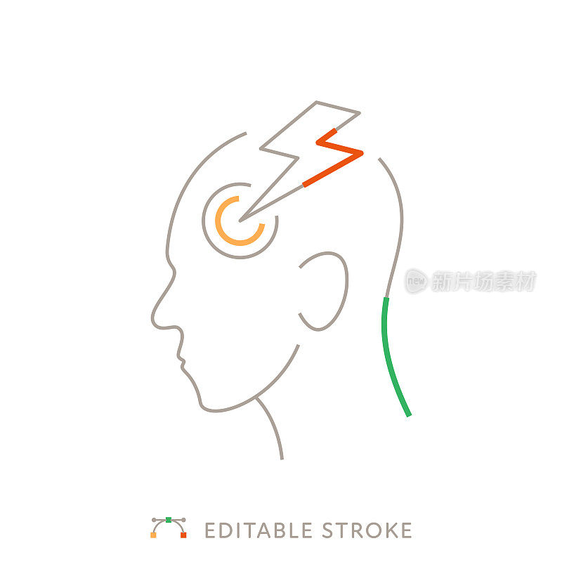 头痛多色线图标与可编辑的Stroke