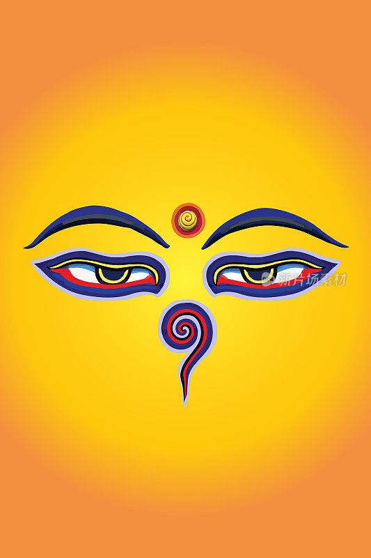 佛眼矢量艺术。佛陀的眼睛。它们代表智慧和慈悲。