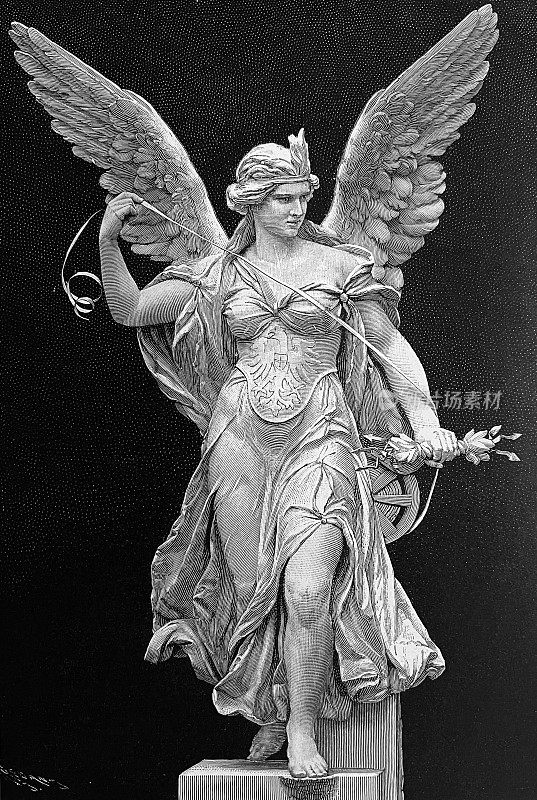 莱比锡邮政大楼，手持钢缆盘的天使雕像