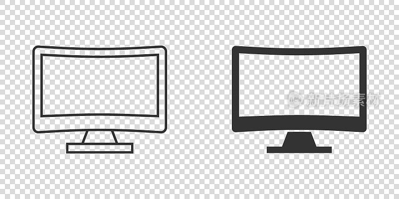 平板风格的个人电脑。桌面pc矢量插图在孤立的背景。监控显示标识的经营理念。
