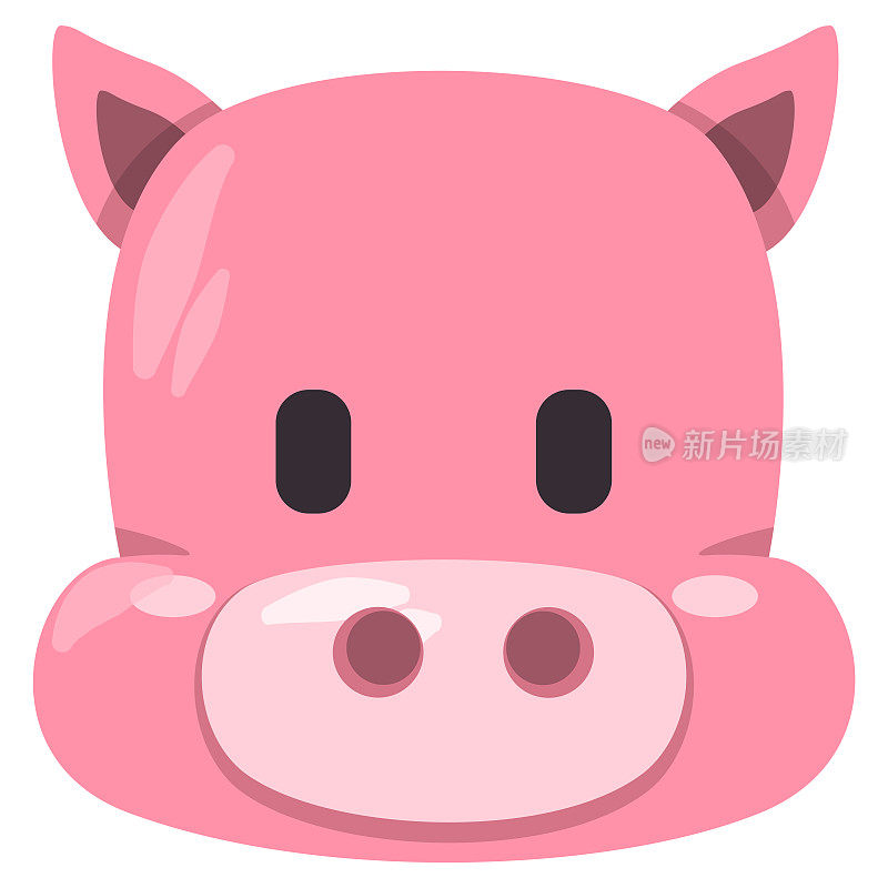 小猪粉红色的小猪脸面具插图微笑的头野生动物微笑和形状设计卡通扁平的孩子们画
