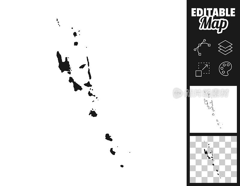 瓦努阿图地图设计。轻松地编辑