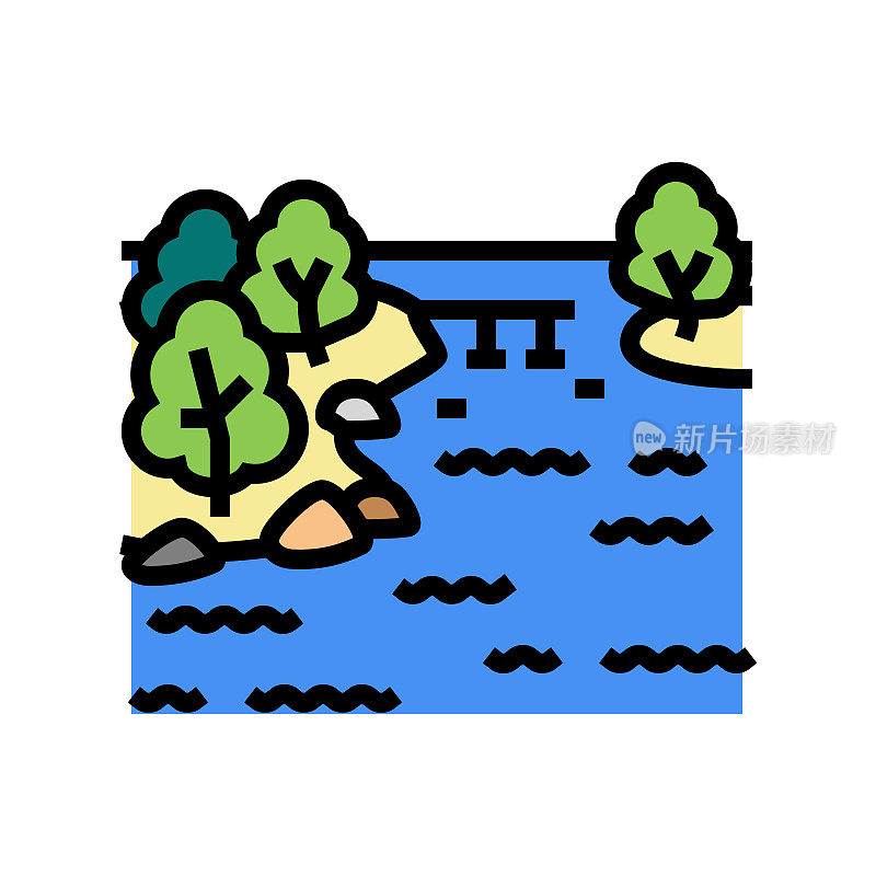 马拉维湖颜色图标矢量插图