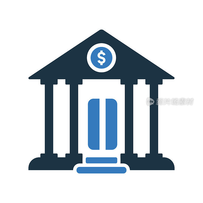 金融中心，银行大厦icon。简单的可编辑矢量设计孤立在白色背景。