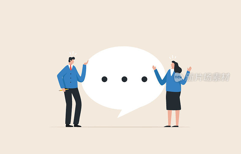 沟通技巧解释你的想法，与员工交谈并倾听他们的想法。老板和女员工谈话。
