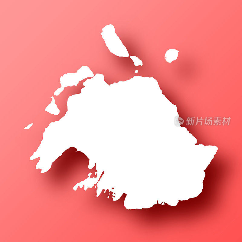 伊法特岛地图红色背景与阴影