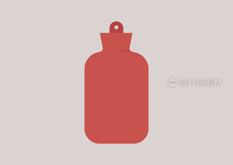 一个独立的红色橡胶热水瓶，床暖器