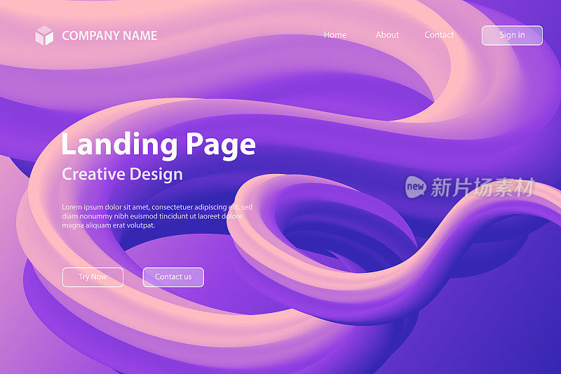 登陆页面模板-流体抽象设计与紫色渐变-新潮的背景