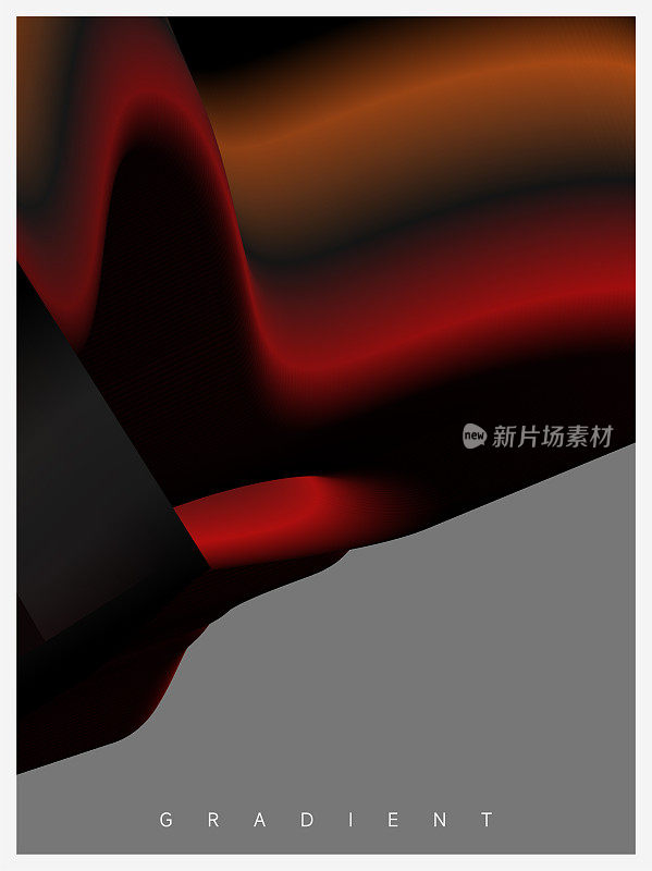 抽象优雅的红黑色渐变波浪形地形覆盖纺织背景