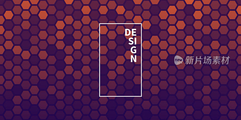 抽象几何背景-六角形马赛克与红色梯度