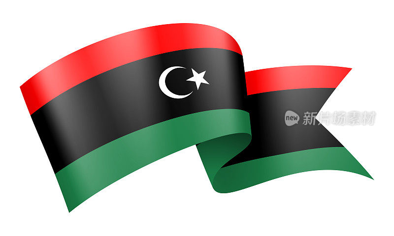 利比亚国旗丝带-矢量股票插图