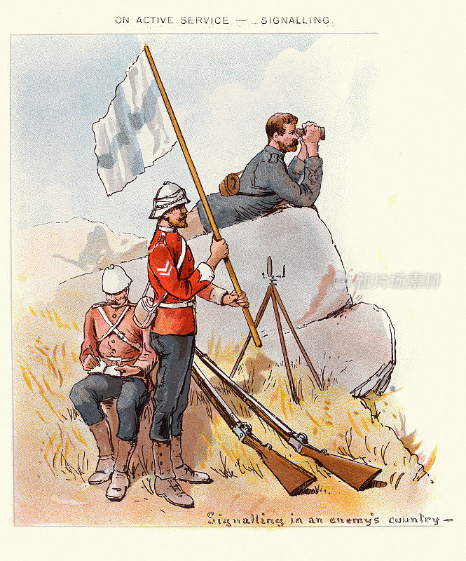 英军士兵观察敌人并发出信号，维多利亚时代的大英帝国，19世纪的军事史