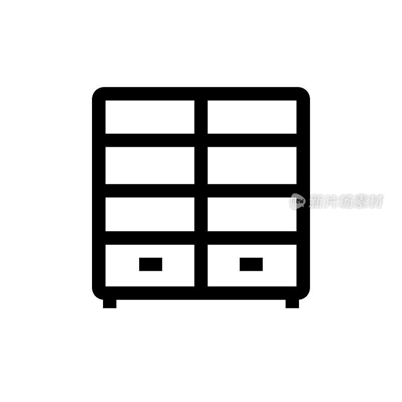 货架单元线图标,设计,像素完美,可编辑笔触。标志、标志、符号。家具。