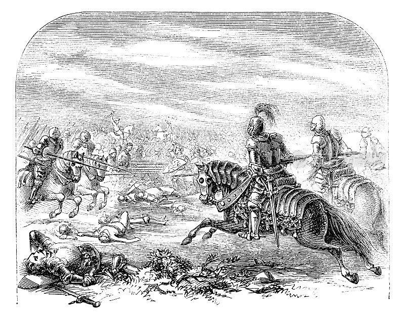 《切维蔡斯的歌谣》(19世纪)中珀西和狩猎队遭到道格拉斯伯爵的袭击