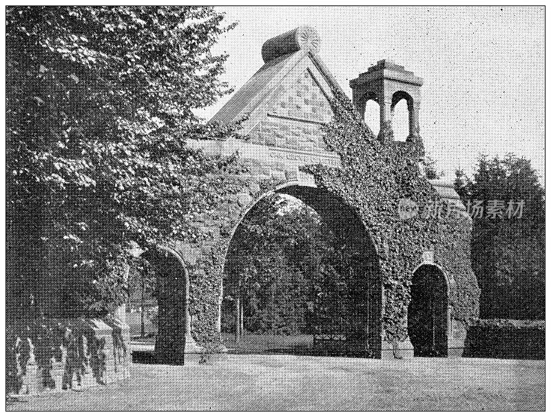 汉普顿县，马萨诸塞州的古董图像:斯普林菲尔德，橡树林公墓的入口