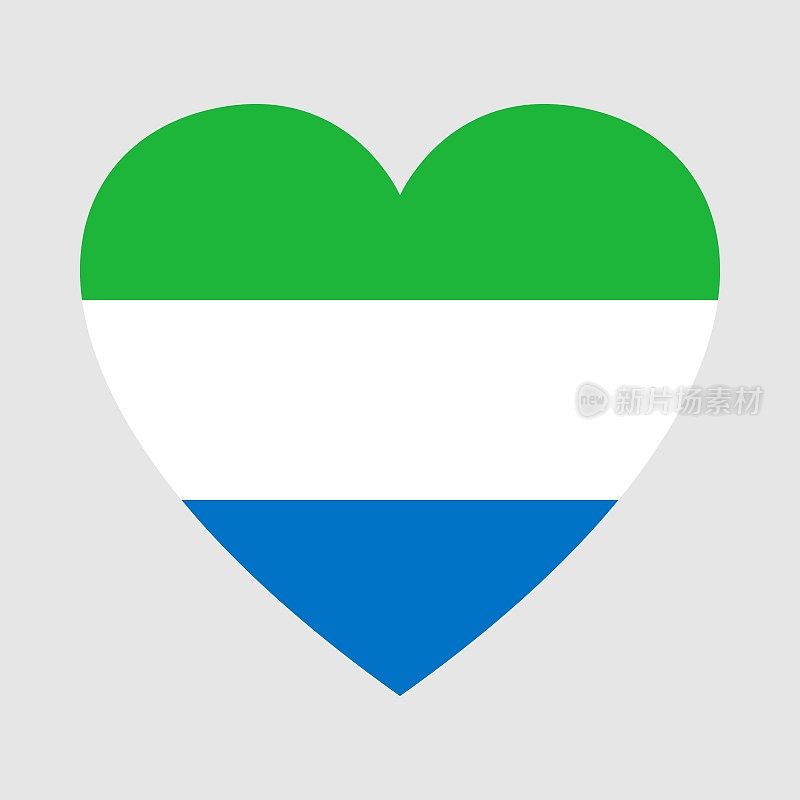 塞拉利昂国旗。心的形状