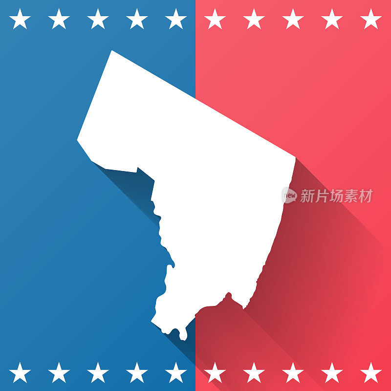 卑尔根县，新泽西州。地图在蓝色和红色的背景