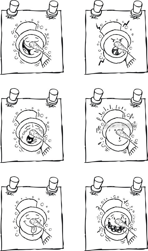 便利贴上的雪人脸