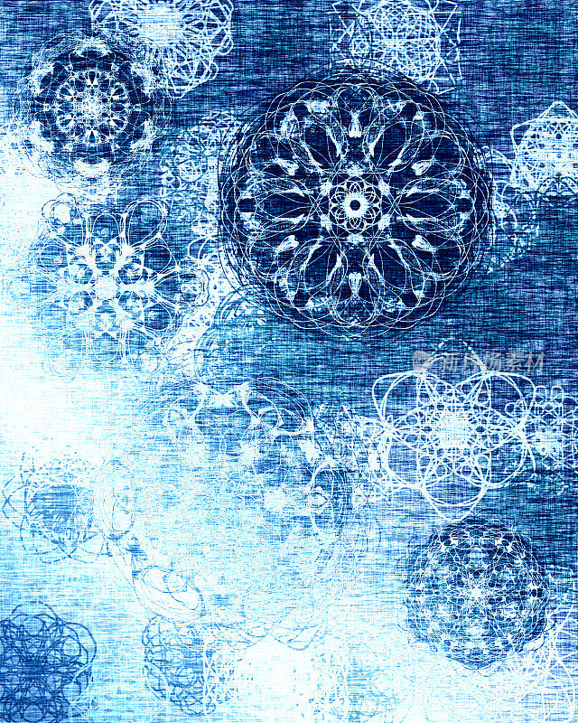 冷蓝冬季图案