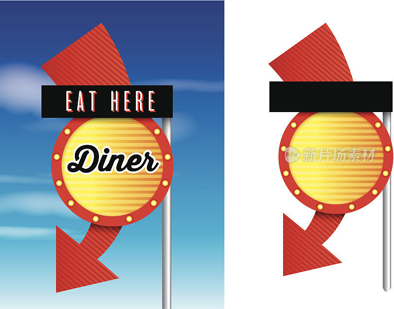 美国风格复古复古的50年代餐厅标志
