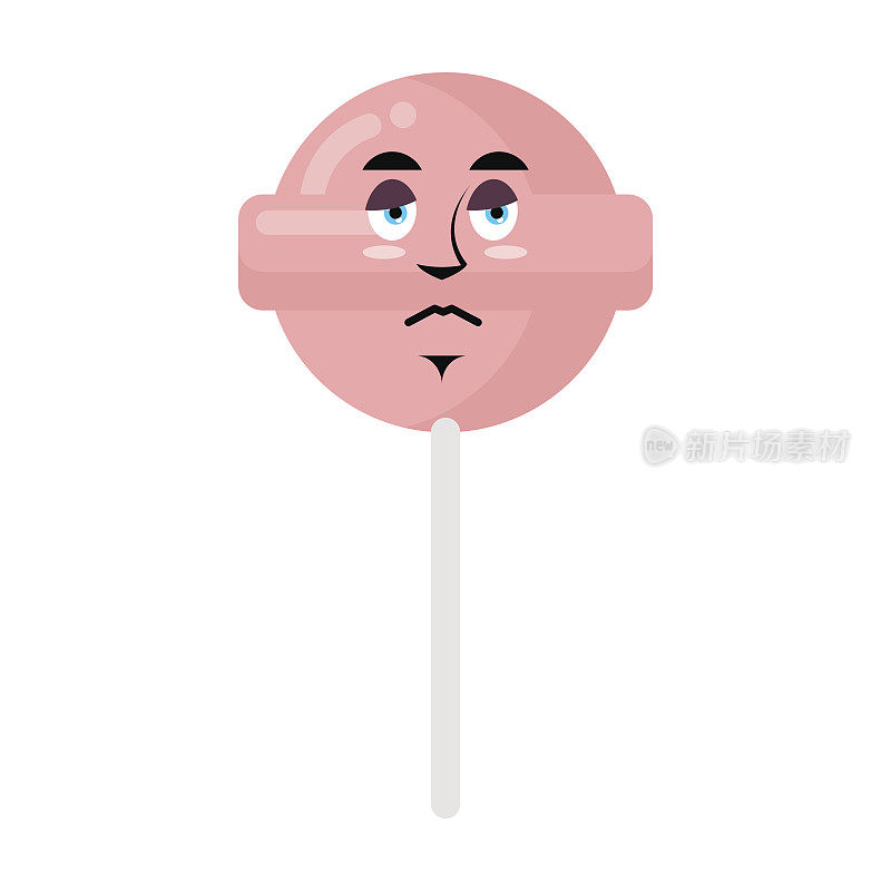 棒棒糖悲伤Emoji。糖果上粘悲伤的情绪孤立