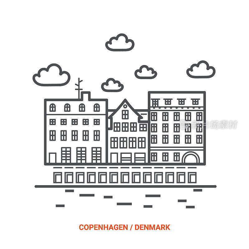 哥本哈根丹麦。北欧资本。著名的旅游和旅游胜地。北欧小镇。