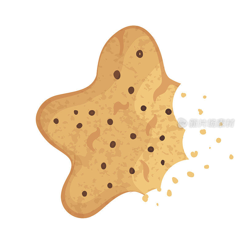 咬碎的饼干，饼干，饼干。矢量图