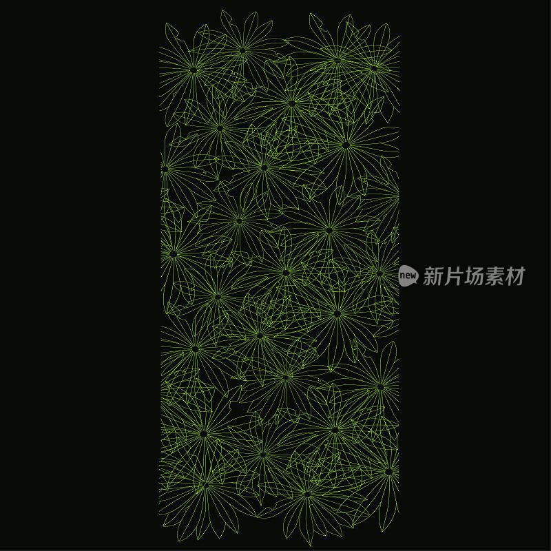 抽象的绿色热带树叶框架上的黑色背景。想法墙纸。矩形