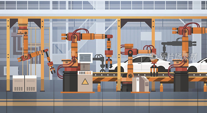 汽车生产输送机自动装配线机械工业自动化工业概念