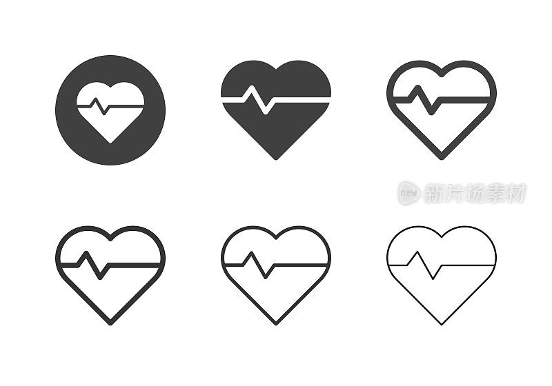 心脏脉搏图标-多系列