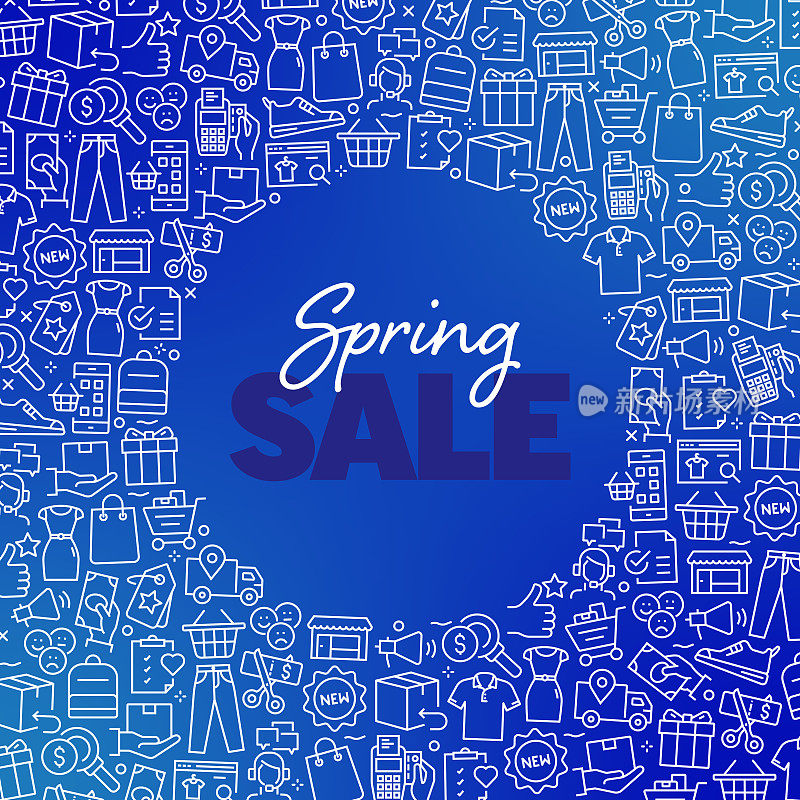 春季销售-购物和零售概念向量模式和抽象背景。