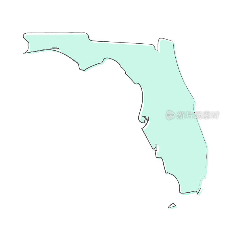 佛罗里达地图手绘在白色的背景-时尚的设计
