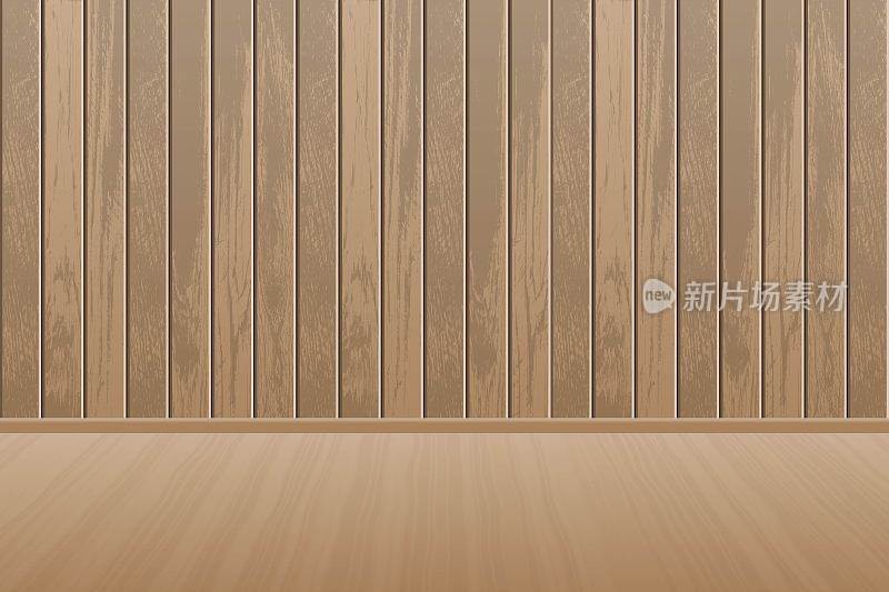 现实的空木质房间与木地板