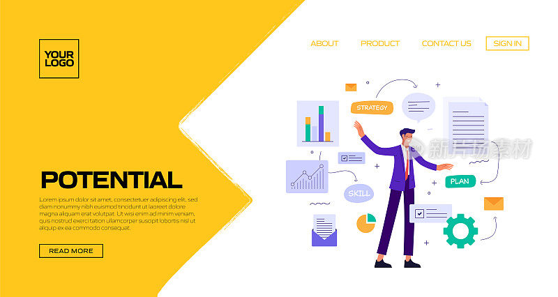 潜在的概念矢量插图登陆页面模板，网站横幅，广告和营销材料，在线广告，业务演示等。