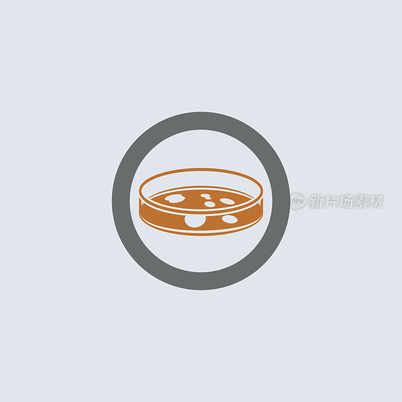 灰色橙色的培养皿圆形图标